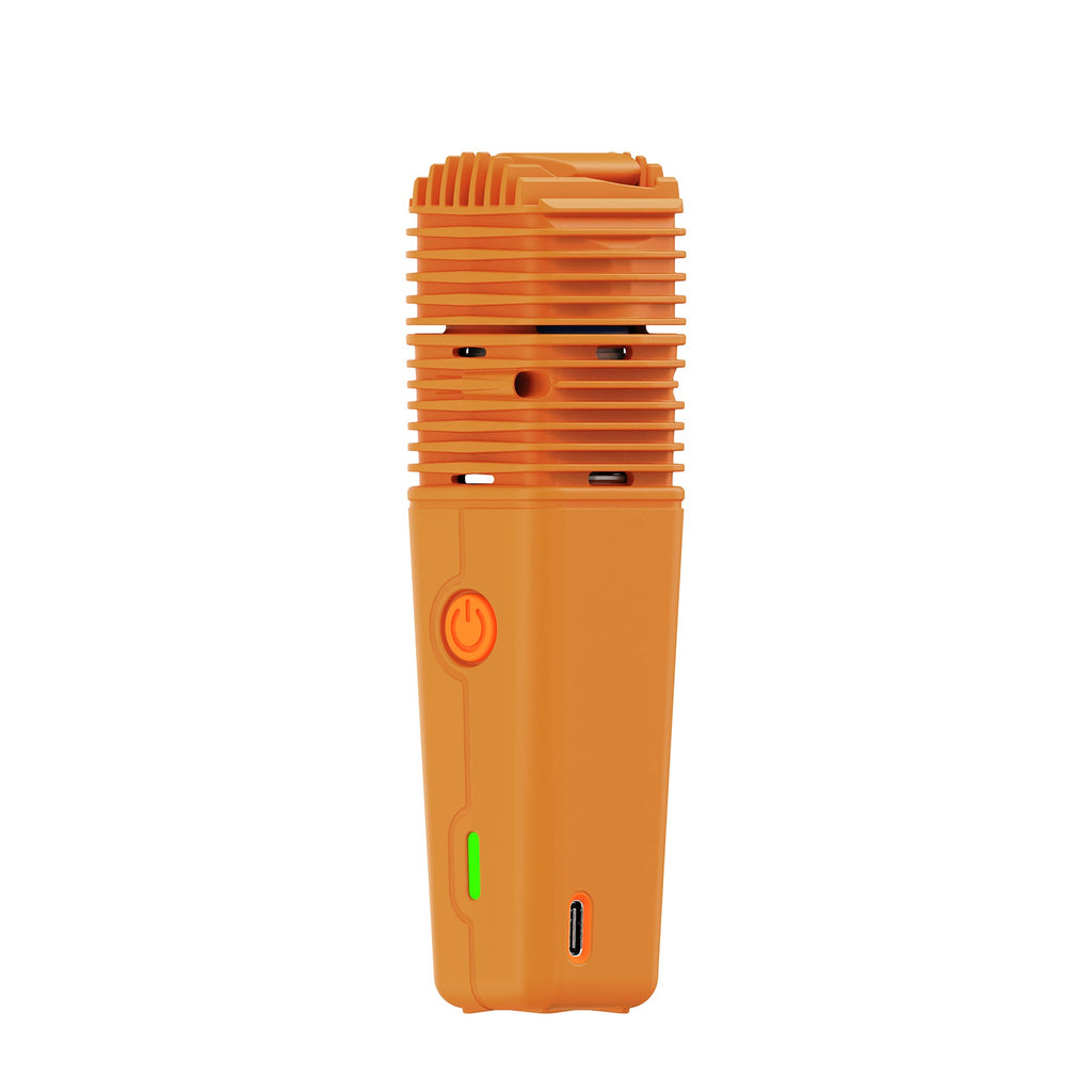 Storz & Bickel VEAZY Inspiring Orange, Ansicht mit Bedientaste und LED-Anzeige
