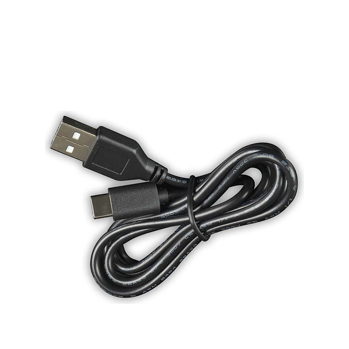 Ein schwarzes Arizer Air-MAX-Ladekabel mit USB-A-Stecker und USB-C-Stecker