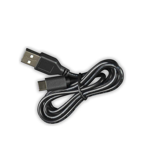 Ein schwarzes Arizer Air-MAX-Ladekabel mit USB-A-Stecker und USB-C-Stecker