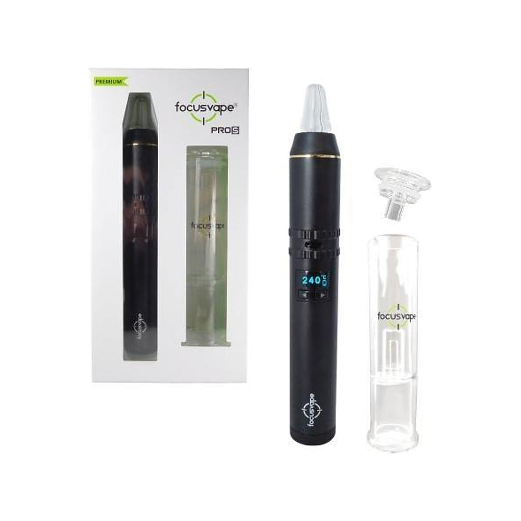 Focusvape Pro S Premium Set in Schwarz mit Bubbler und Verpackung