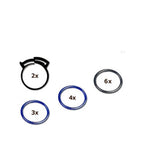 Weitere Ansicht der vier Ringarten im SOLID-VALVE-Ringset mit Packmengen 2, 6, 3 und 4