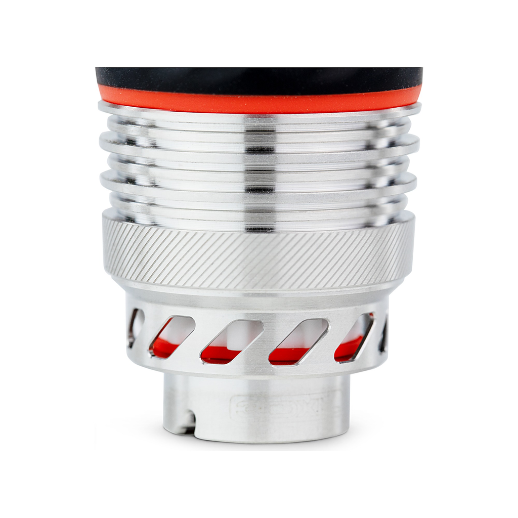 Seitliche Detailansicht der silbernen Puffco Peak Pro 3DXL-Kammer
