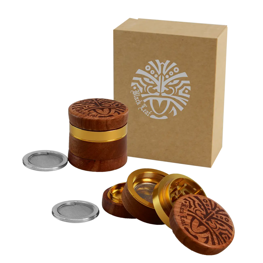 Black Leaf Alu-Holz-Grinder Motiv Maori