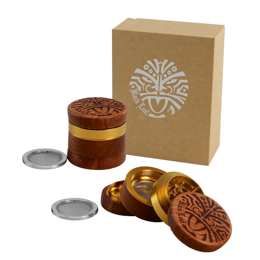 Black Leaf Alu-Holz-Grinder Motiv Maori