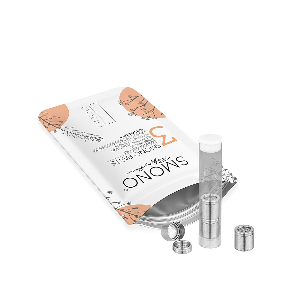 Smono 3 Dosierkapselset neben Verpackung