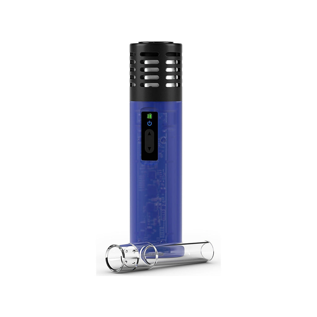Arizer Air SE in Blau mit separat gezeigtem Glas-Aromarohr