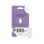 Smono Start Version 2 Glasadapter mit Rückseite der Originalverpackung