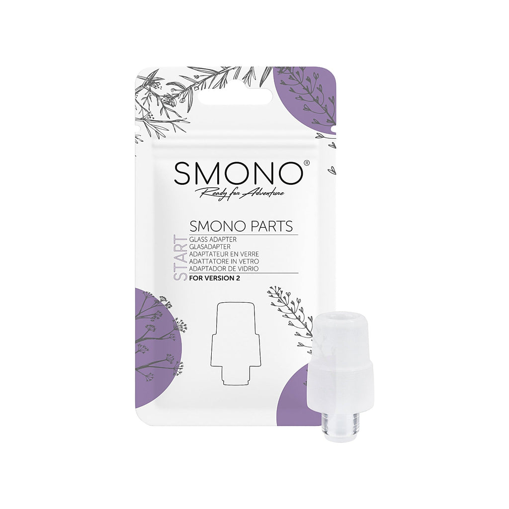 Smono Start Version 2 Glasadapter mit Vorderseite der Originalverpackung