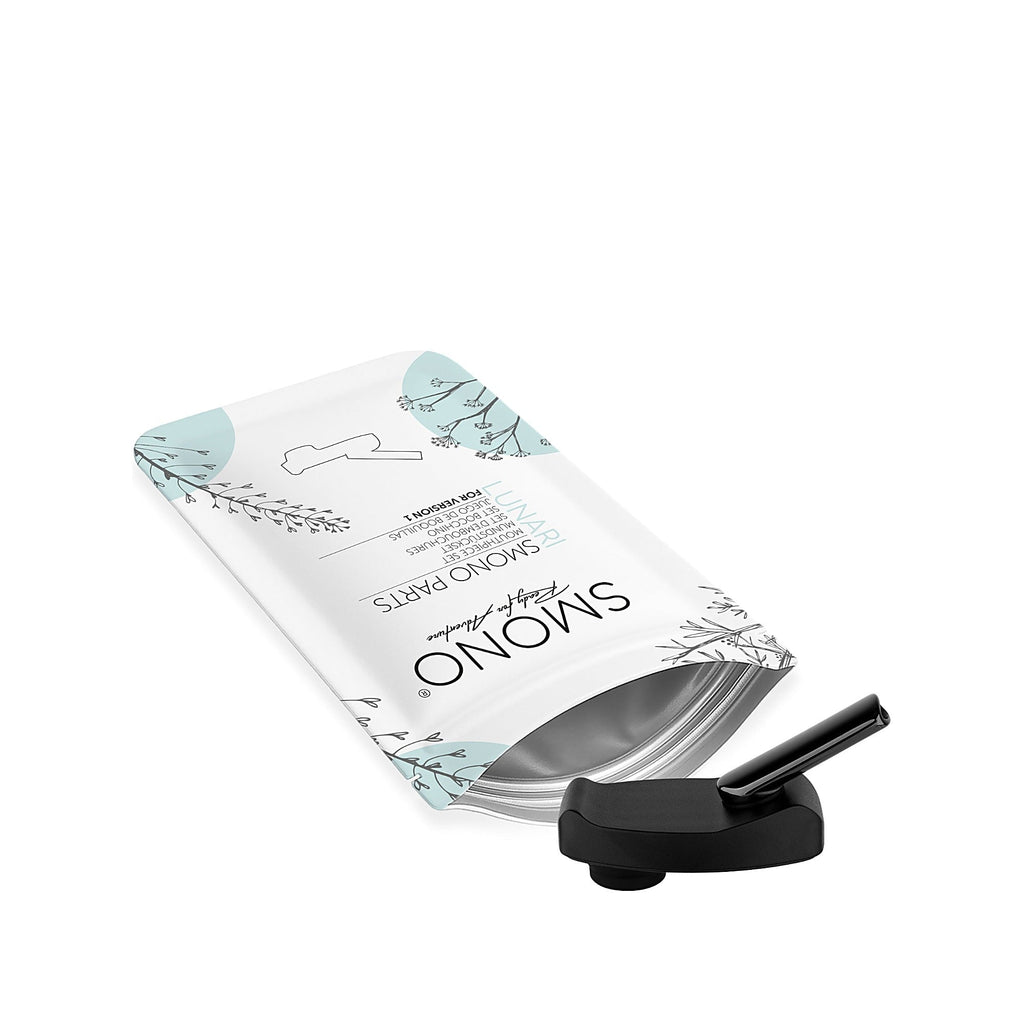 Smono Lunari Version 1 Mundstückset neben dem Verpackungsbeutel