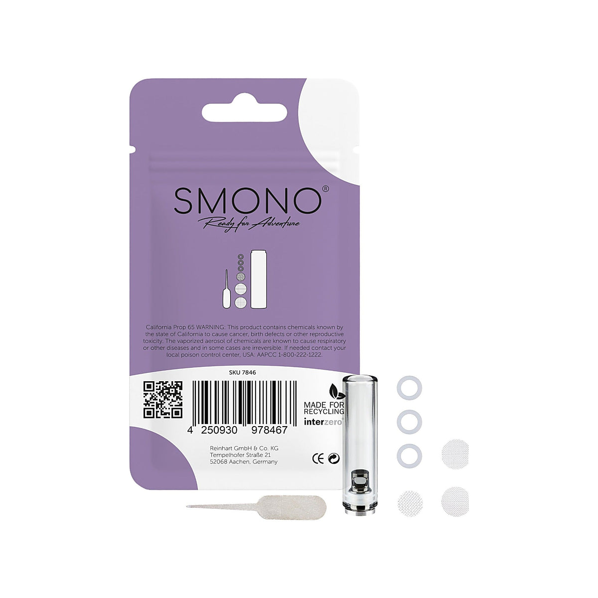 Smono Start Version 2 Verschleißteileset mit Rückseite der Verpackung
