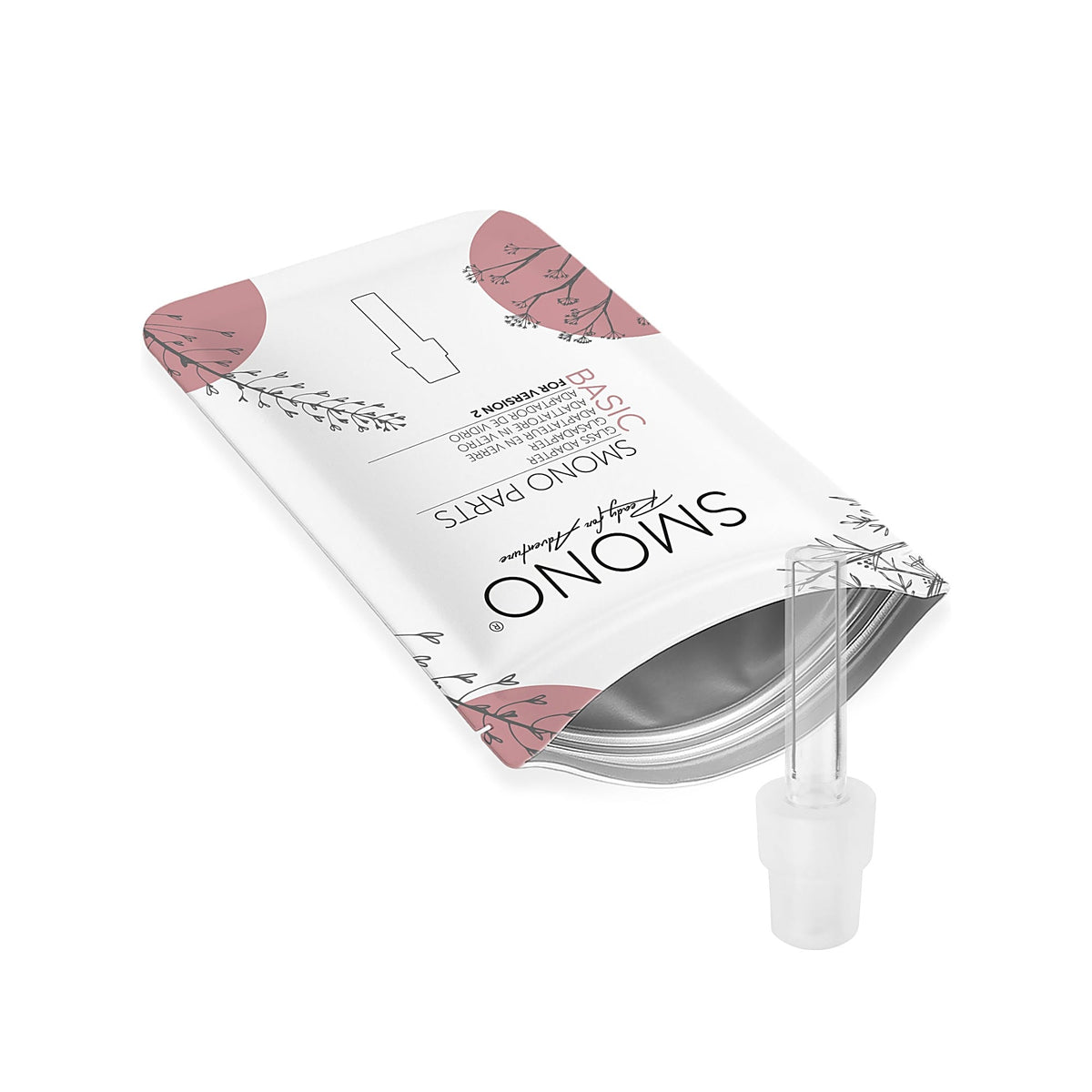 Smono Basic V2 Glasadapter neben Verpackung