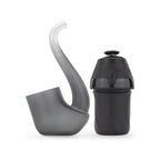 Glas-Pfeife und herausgenommene Basis des Puffco New Proxy in Onyx nebeneinander