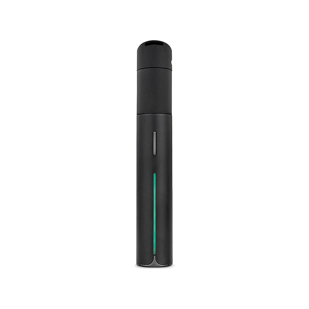 Puffco Pivot in Onyx mit Mundstück, Bedientaste und grüner Lichtleiste