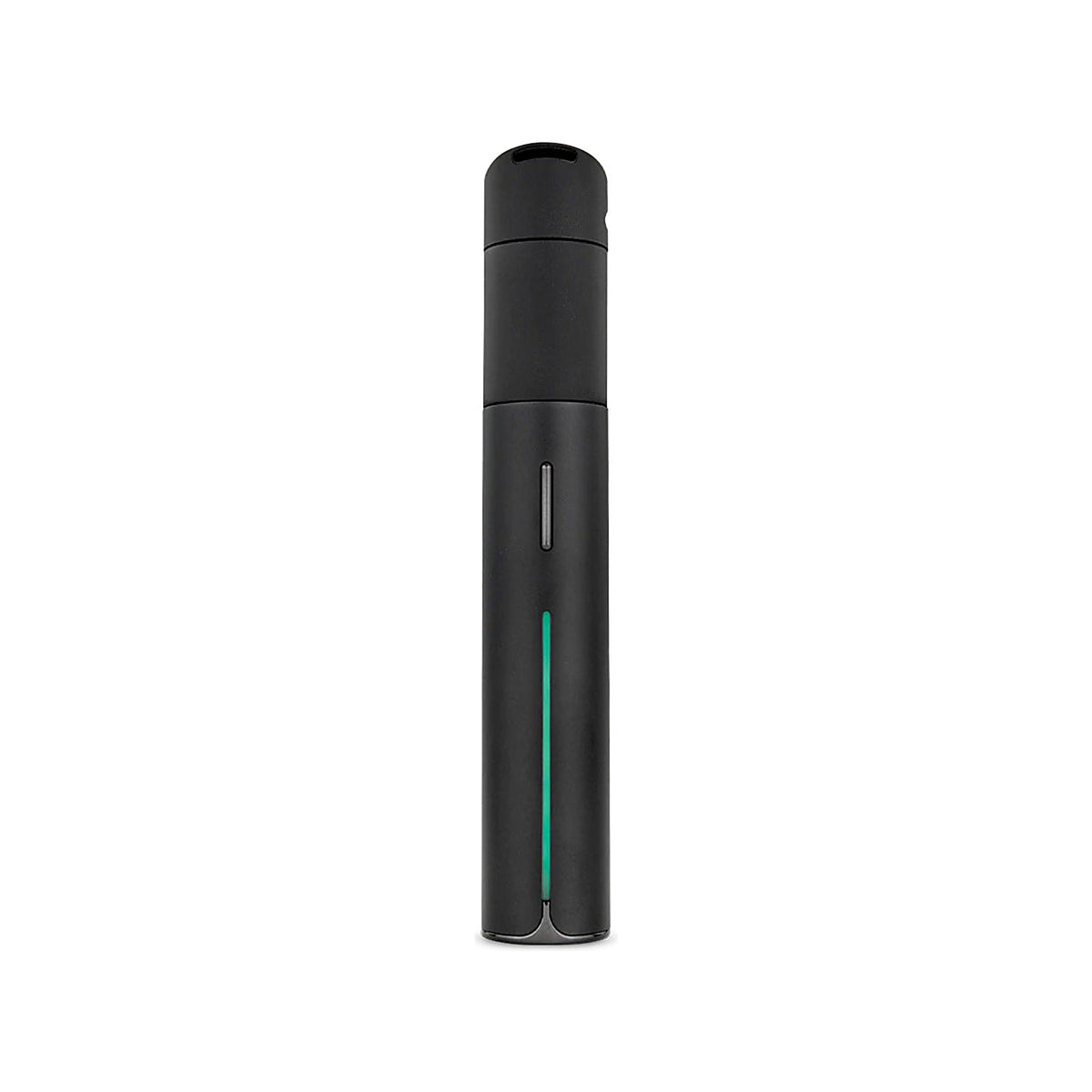 Puffco Pivot in Onyx mit Mundstück, Bedientaste und grüner Lichtleiste