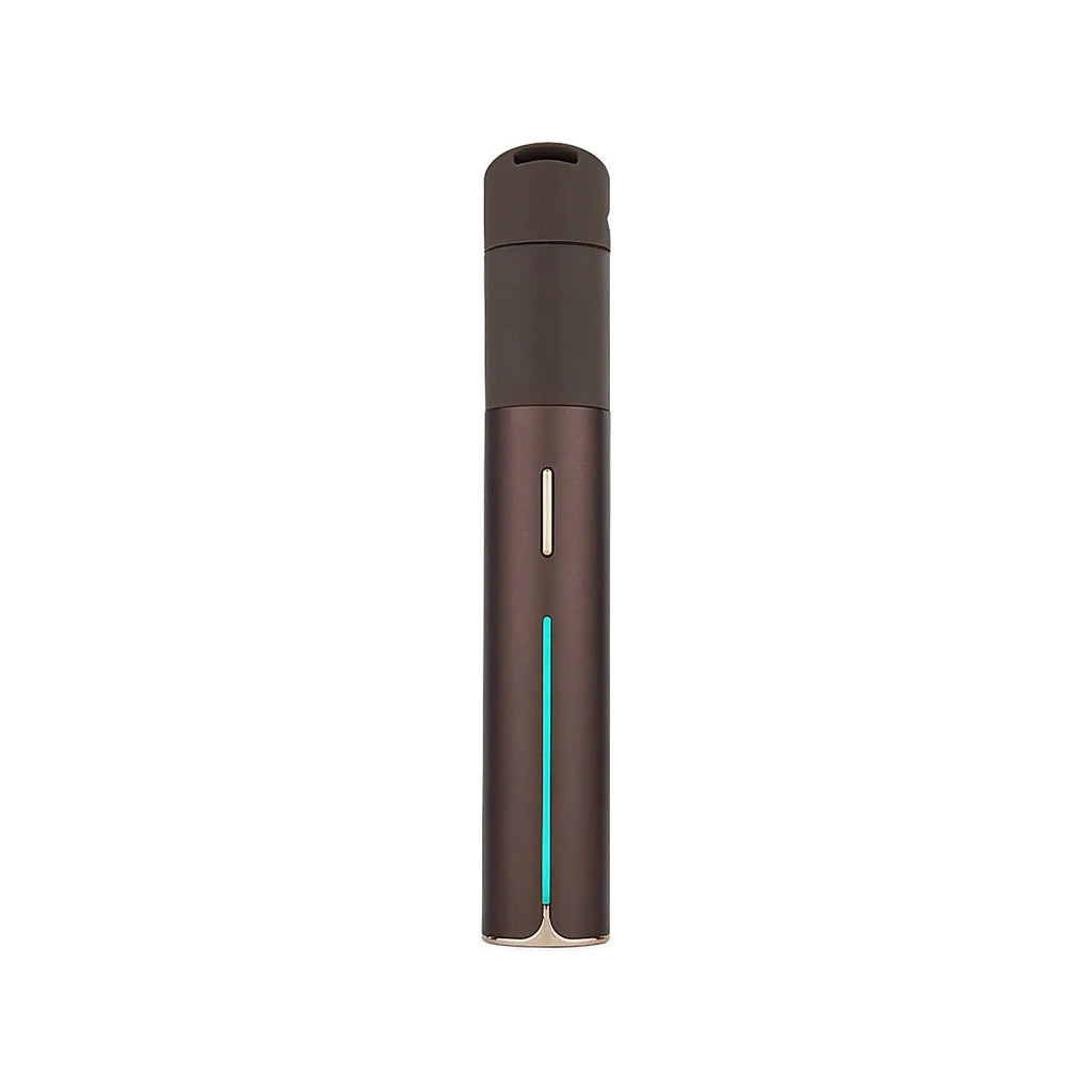 Puffco Pivot Mocha mit geschlossenem Mundstück und beleuchteter Lichtleiste