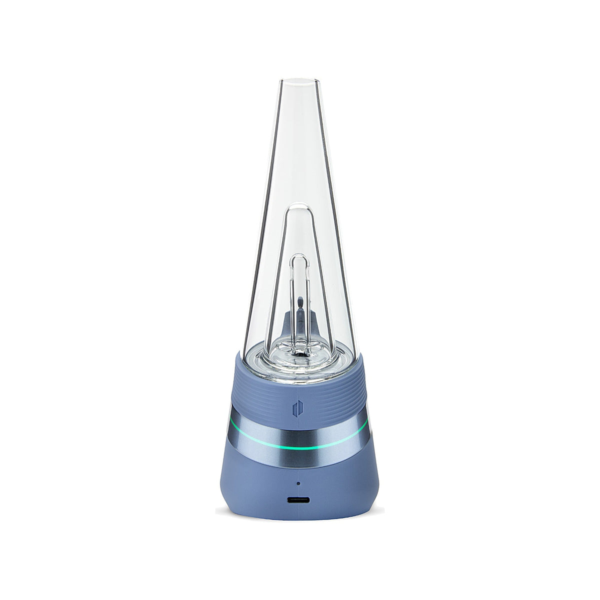 Puffco New Peak Sapphire von vorn mit Glasaufsatz und Joystick Cap