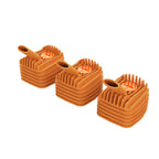 Anschlussseiten der drei VEAZY Kühleinheiten Inspiring Orange