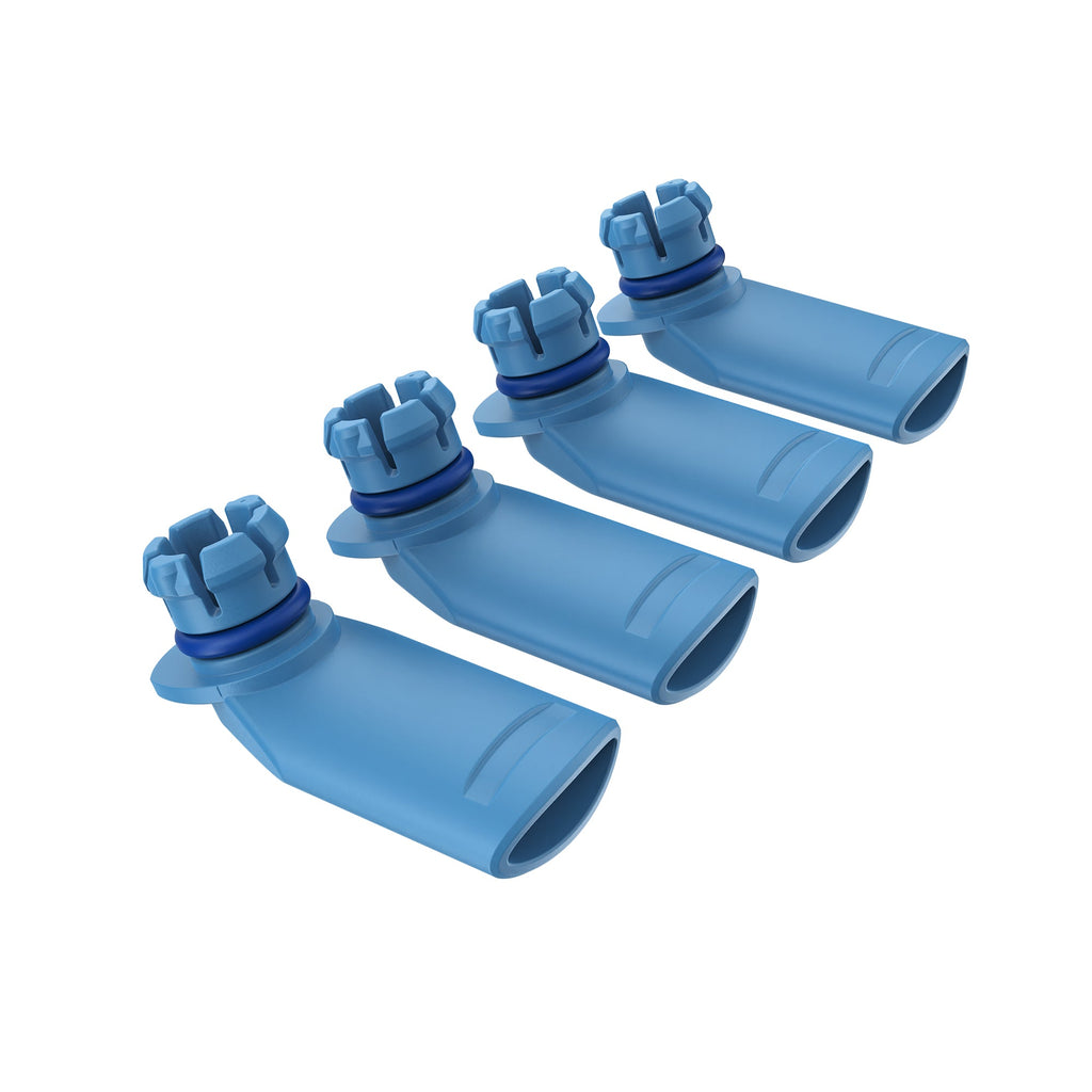 Vier VEAZY Mundstücke Dynamic Blue mit Anschlussseite