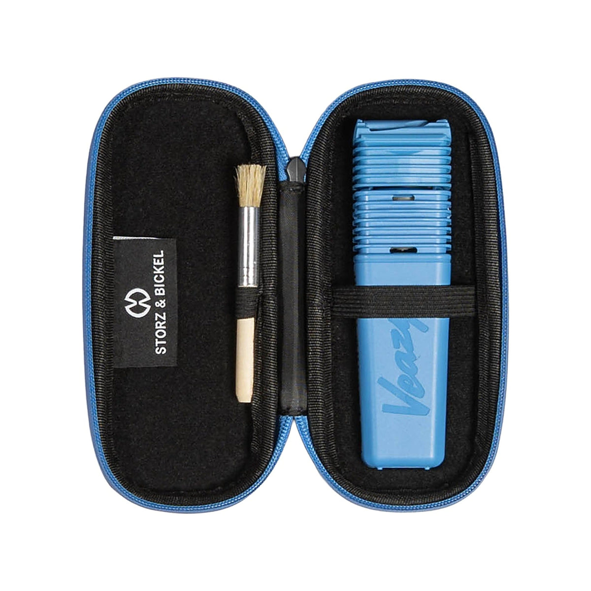 VEAZY Hardcase Dynamic Blue offen mit nicht enthaltenem Gerät und Zubehör als Anwendungsbeispiel