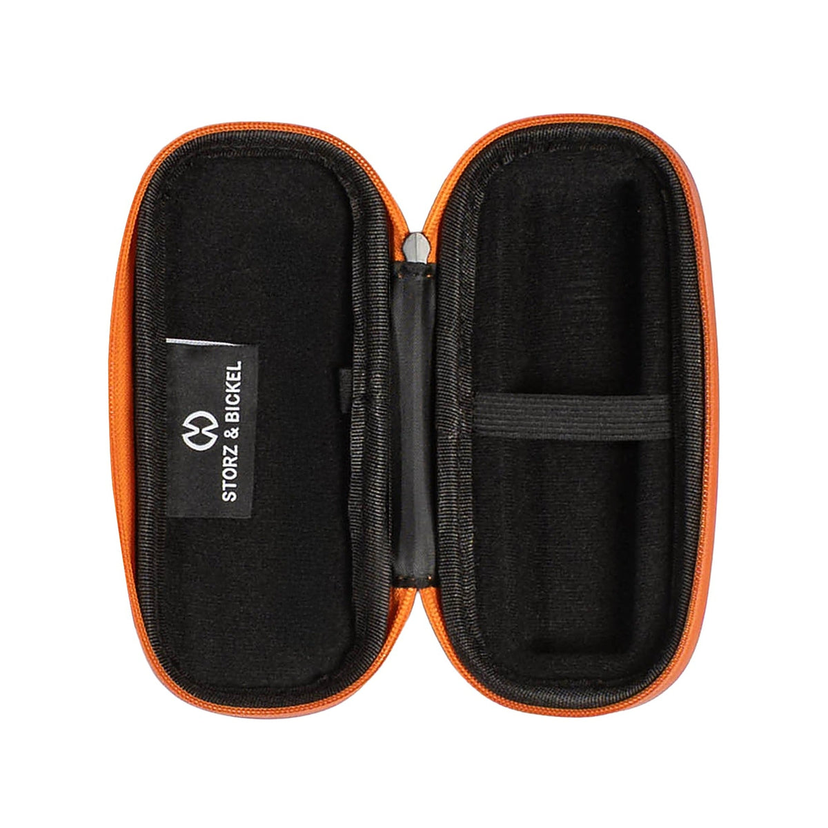Geöffnetes leeres VEAZY Hardcase Inspiring Orange mit Haltebändern