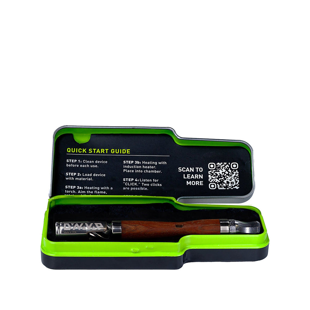 DynaVap WoodWynd in geöffneter Blechdose