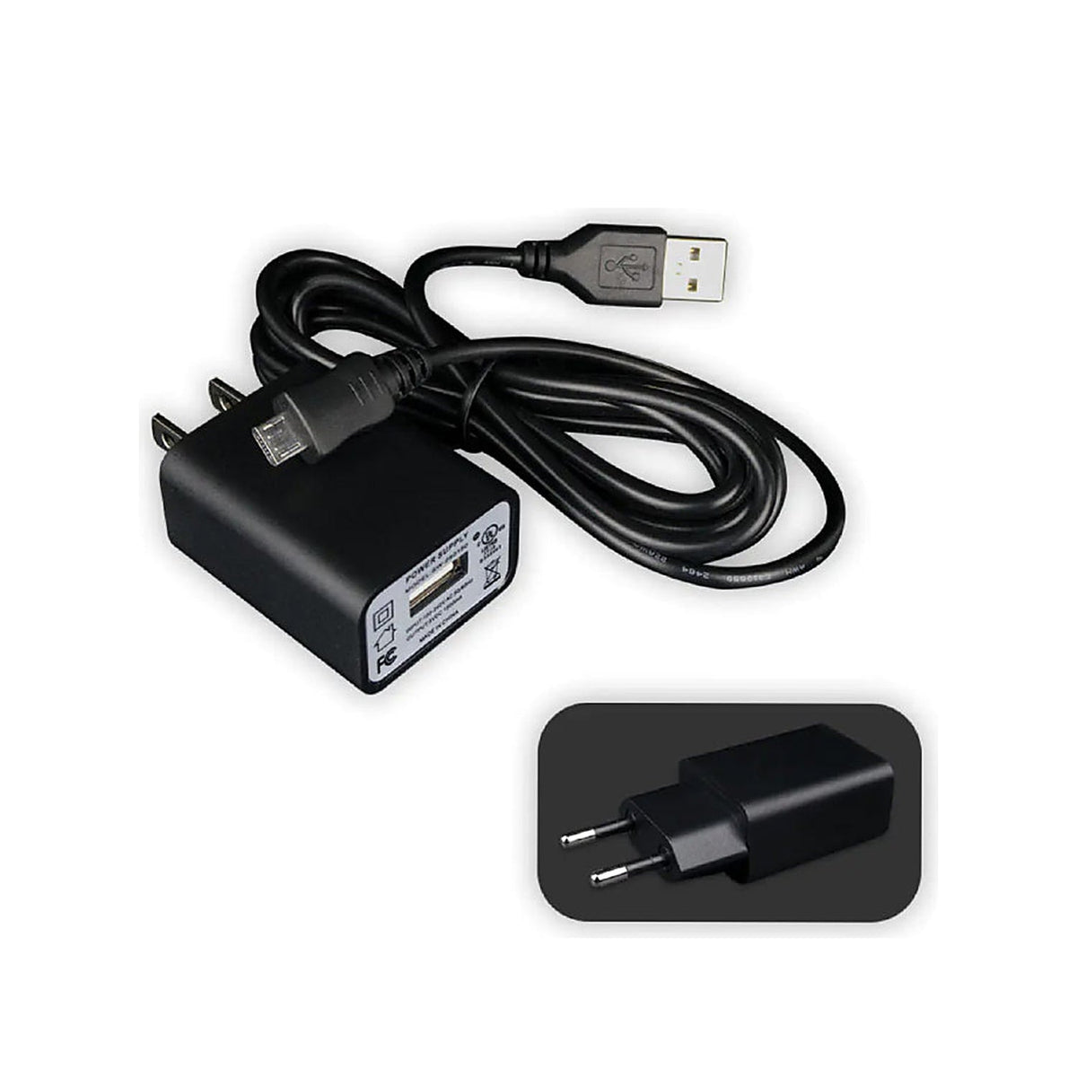 Arizer Micro-USB-Ladegerät mit Kabel und EU-Stecker im Detailausschnitt