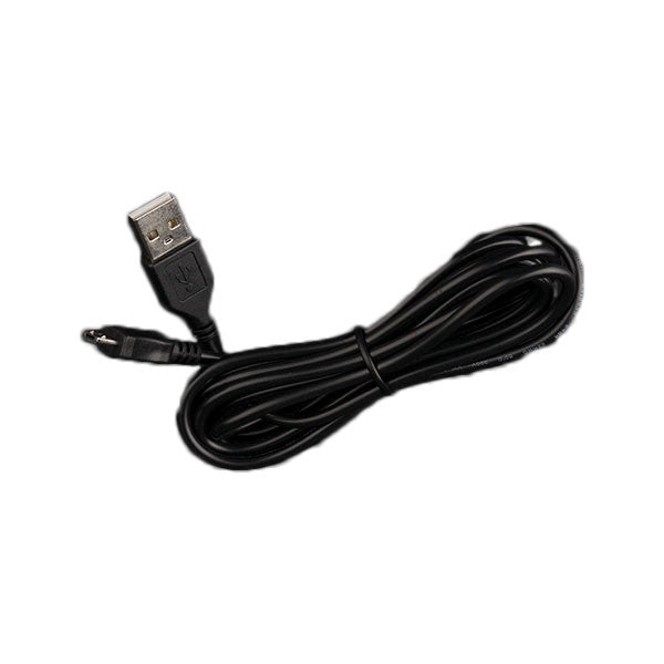Ein schwarzes Arizer Ladekabel mit USB-A-Stecker und Micro-USB-Stecker