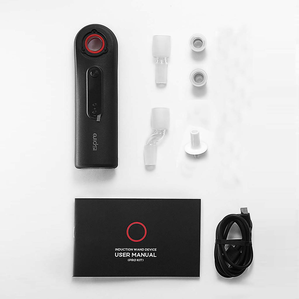 Ispire The Wand Lieferumfang mit Glaseinsätzen, Kabel und Anleitung