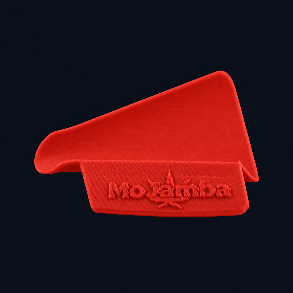 MoJamba Scoop aus PLA in Rot mit MoJamba-Schriftzug, digitale Farbvisualisierung.